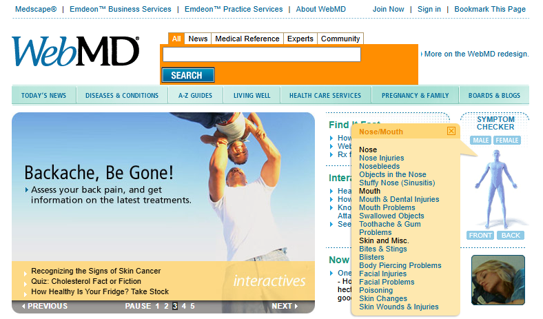 WebMD Symptom Checker 2005 JavaScript Version