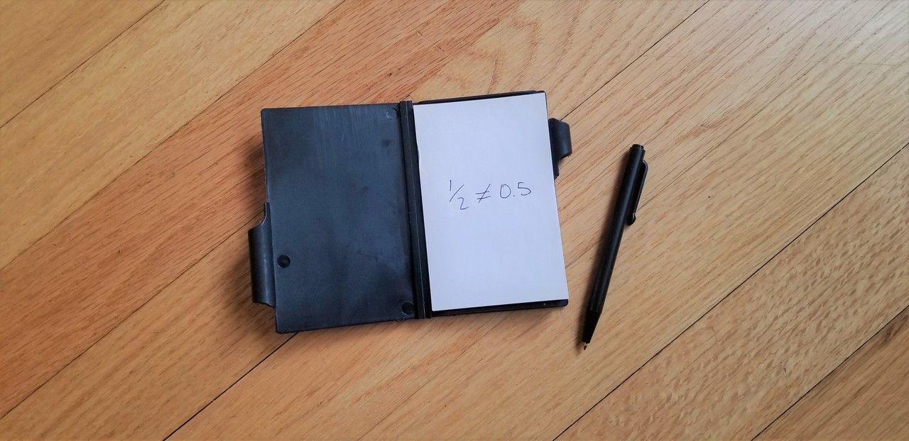 Pen and paper half not 0.5